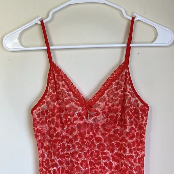 Victoria’s Secret Red Mesh Lace Cheetah Print Lingerie Teddy Dress Size M - Picture 2 of 7